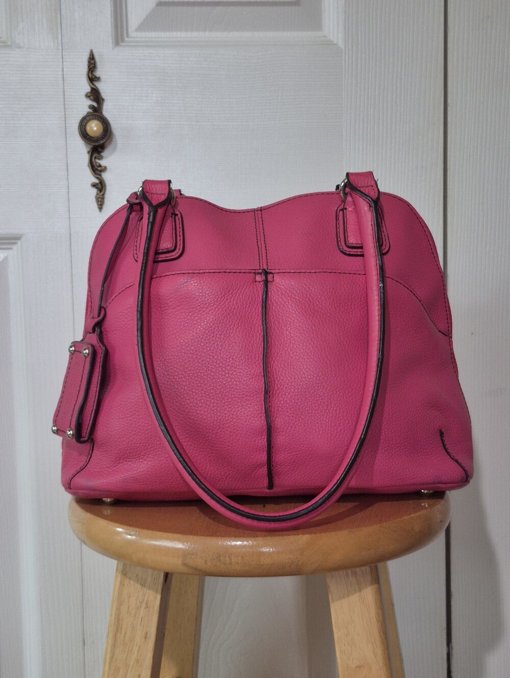 Tignanello Leather Dome Purse In Coral Pink